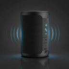 Compact portable Bluetooth speaker with modern LED light and detachable lanyard