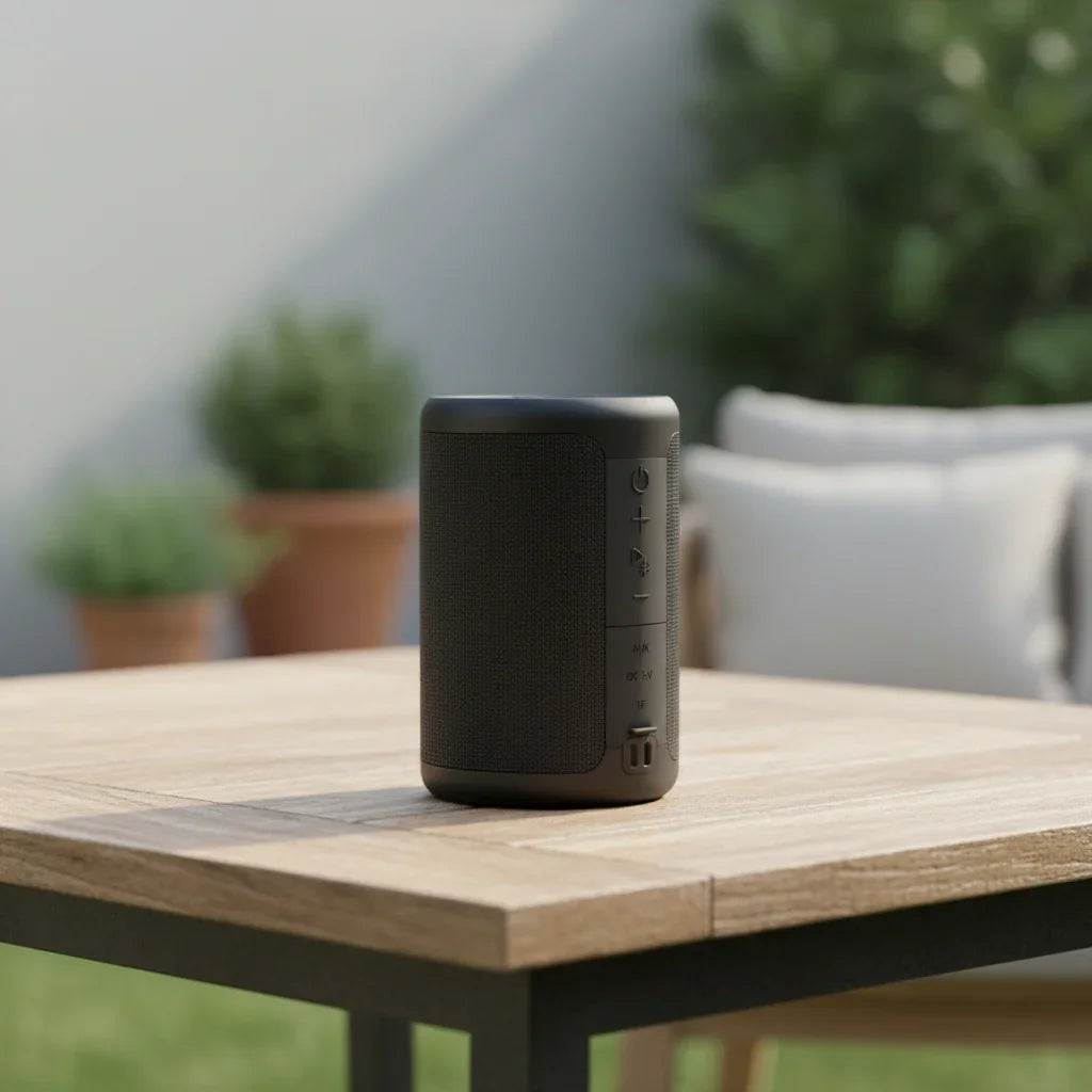 Compact portable Bluetooth speaker with LED light and detachable lanyard for powerful wireless audio