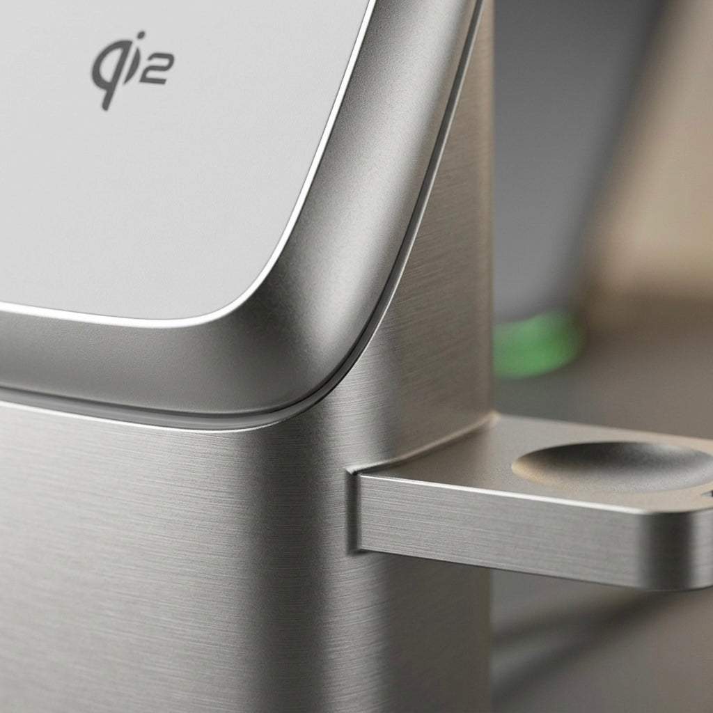Close-up of the Qi2 3-in-1 wireless charger charging surface.