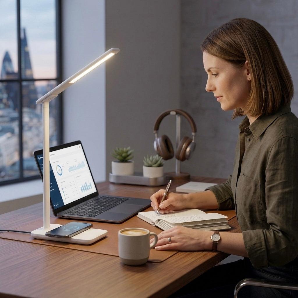 Smart LED Desk Lamp with Wireless Charging Gadgetryo
