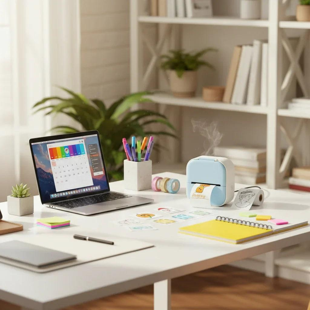 Portable Mini Thermal Label Printer with Bluetooth wireless connectivity and inkless thermal printing technology
