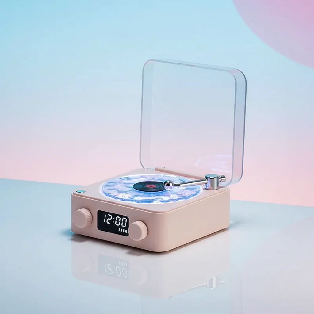 Compact retro white noise Bluetooth speaker with RGB lighting and nature sounds for sleep and ambiance