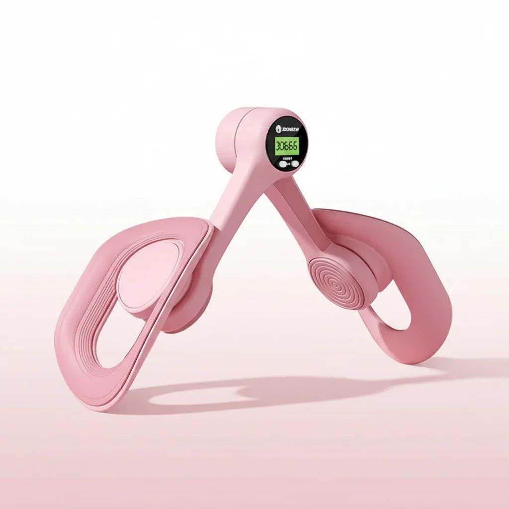 Pink Pelvic Floor Muscle Trainer with digital display on a light pink background