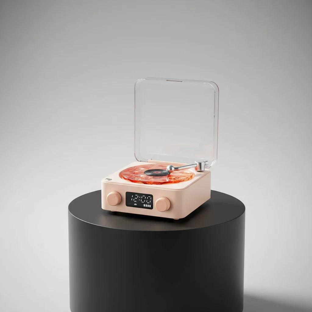 Mini Retro White Noise Bluetooth Speaker with RGB ambient light and 360° surround sound for sleep and relaxation