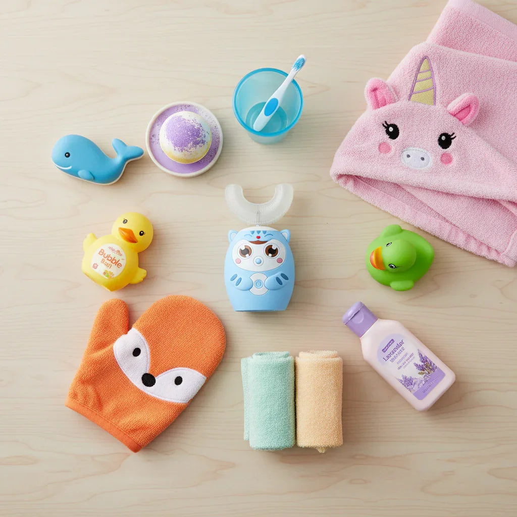 Kids electric toothbrush with soft silicone bristles and 360° U-shaped cleaner for gentle, effective brushing.