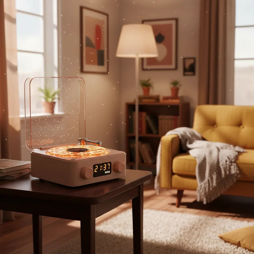 Compact retro white noise Bluetooth speaker with RGB ambient light and nature sounds