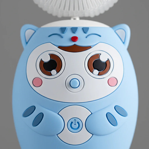 Kids electric toothbrush with soft silicone 360-degree U-shaped brush head and cartoon design for gentle, effective cleaning